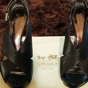 Coach Black Leather Heels
